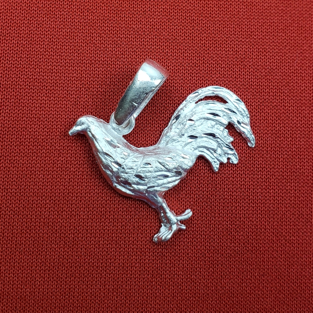 925‎ sterling silver men's Rooster pendant charm